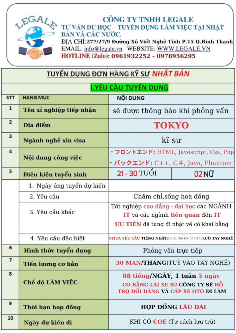 Xuất Khẩu Lao Động Legale - Kết nối tương lai